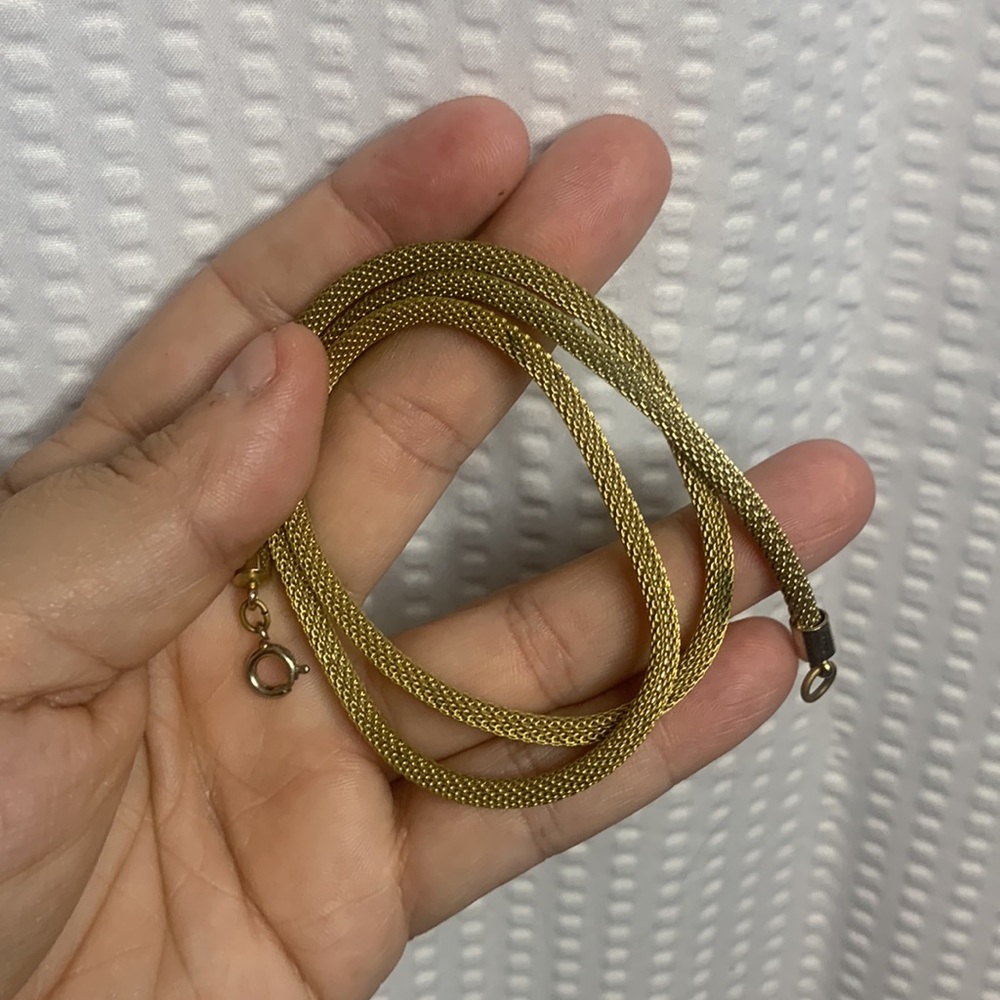 Gold Fine Braided Chain Necklace - Picture 12 of 14